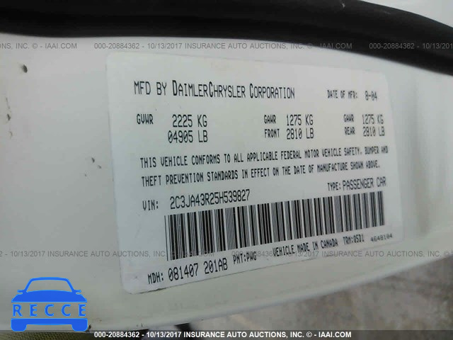 2005 Chrysler 300 2C3JA43R25H539827 image 8