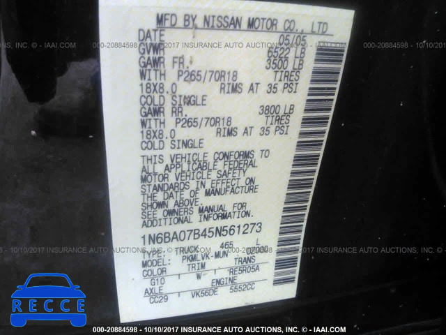 2005 Nissan Titan 1N6BA07B45N561273 image 8