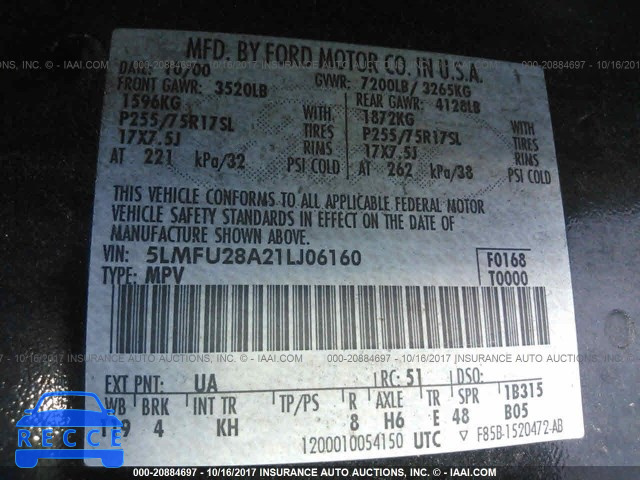 2001 Lincoln Navigator 5LMFU28A21LJ06160 image 8