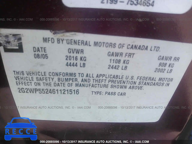 2006 Pontiac Grand Prix 2G2WP552461121516 image 8