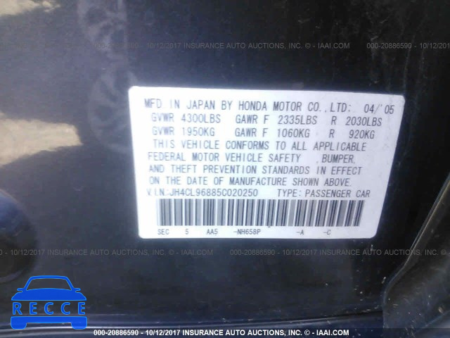 2005 Acura TSX JH4CL96885C020250 image 8