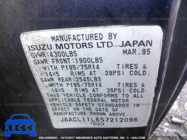 1995 Isuzu Conventional SHORT BED JAACL11L6S7212096 image 8