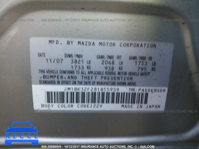 2008 Mazda 3 JM1BK32F281855939 image 8