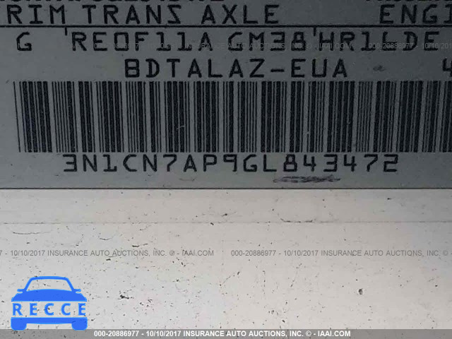 2016 Nissan Versa 3N1CN7AP9GL843472 image 8