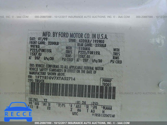 1999 Ford Ranger 1FTYR10V7XTA52714 image 8