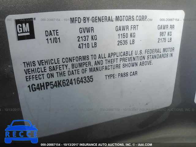 2002 BUICK LESABRE 1G4HP54K624164335 image 8