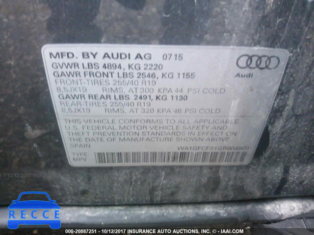 2016 Audi Q3 PRESTIGE WA1GFCFS1GR004808 зображення 8
