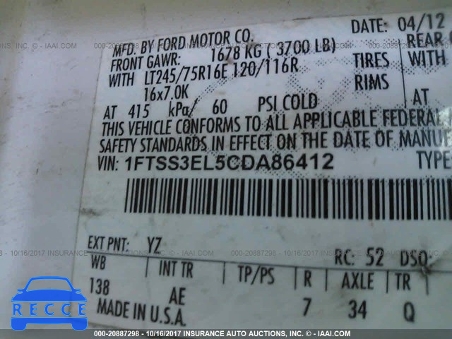 2012 Ford Econoline E350 SUPER DUTY VAN 1FTSS3EL5CDA86412 image 8
