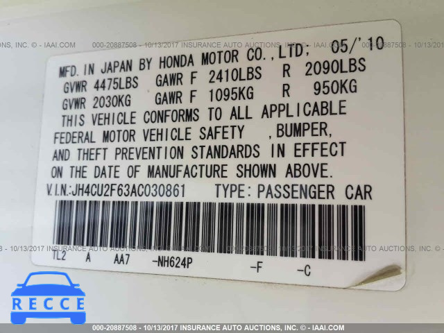 2010 Acura TSX JH4CU2F63AC030861 image 8