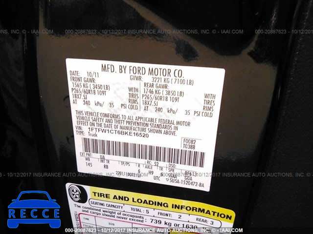 2011 Ford F150 1FTFW1CT6BKE16520 image 8