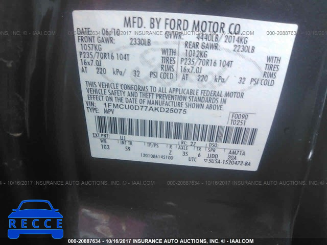 2010 Ford Escape 1FMCU0D77AKD25075 image 8
