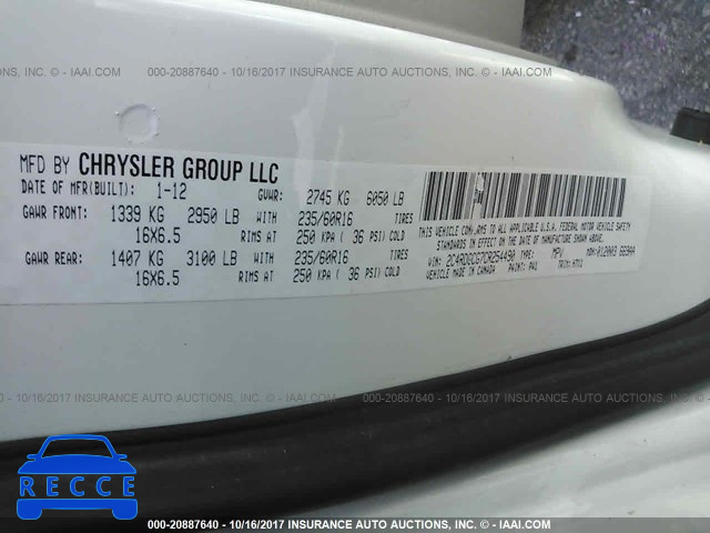 2012 Dodge Grand Caravan 2C4RDGCG7CR254490 image 8