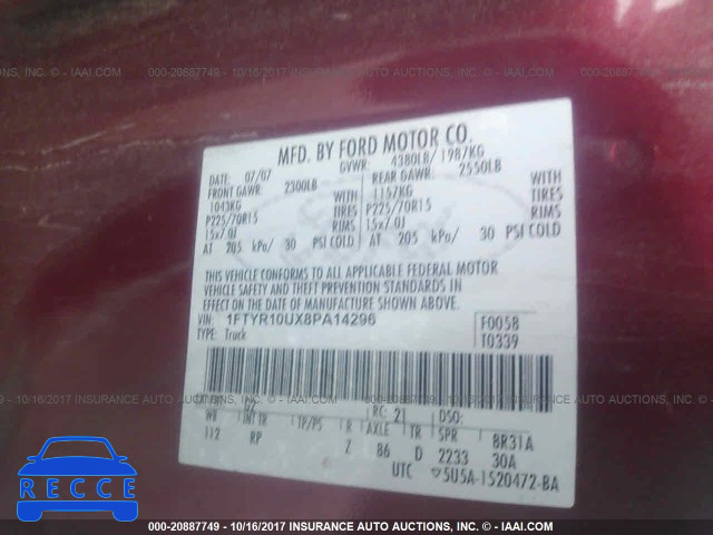 2008 Ford Ranger 1FTYR10UX8PA14296 image 8