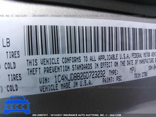 2016 Jeep Compass SPORT 1C4NJDBB2GD723232 image 8