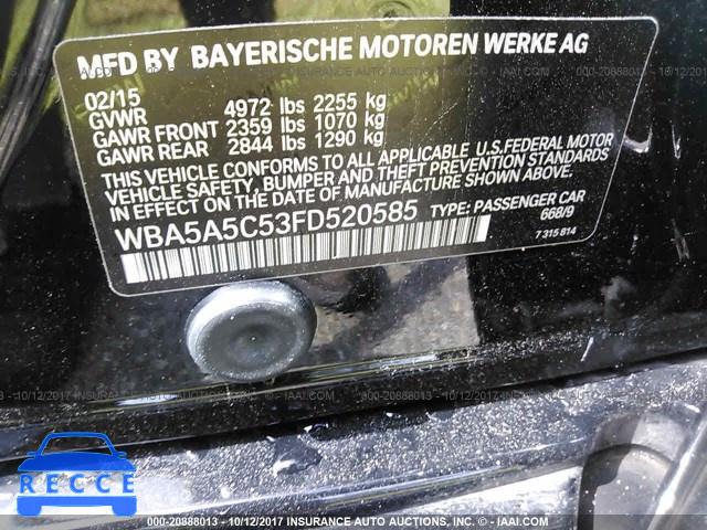 2015 BMW 528 I WBA5A5C53FD520585 Bild 8