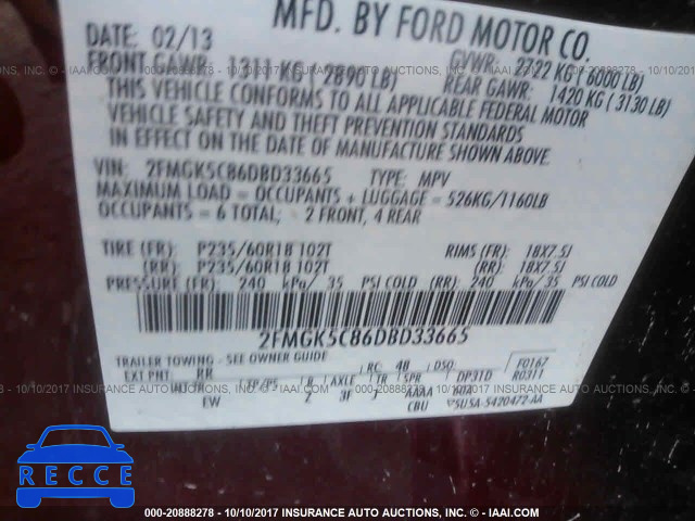 2013 Ford Flex 2FMGK5C86DBD33665 image 8
