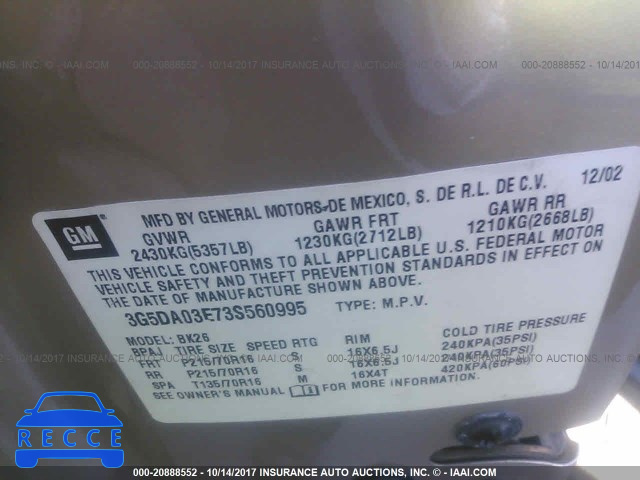 2003 Buick Rendezvous CX/CXL 3G5DA03E73S560995 image 8