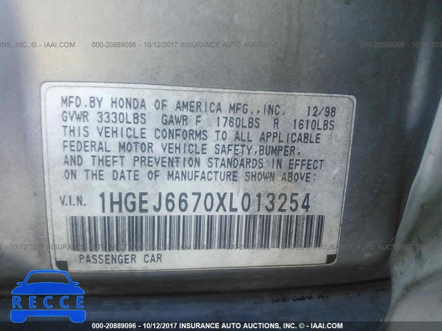 1999 Honda Civic 1HGEJ6670XL013254 image 8
