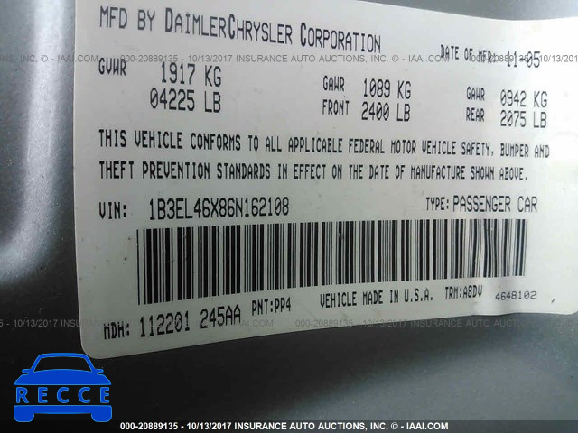 2006 Dodge Stratus SXT 1B3EL46X86N162108 image 8