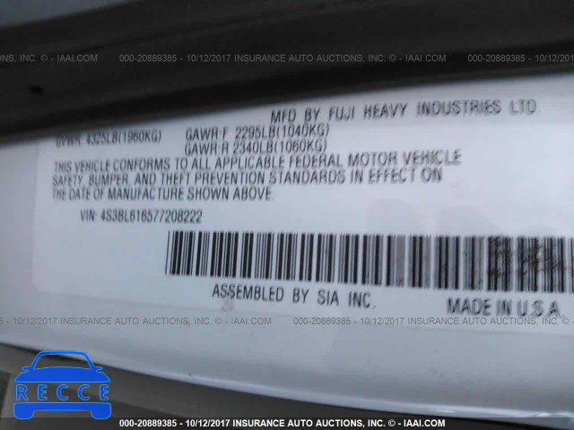 2007 Subaru Legacy 2.5I 4S3BL616577208222 image 8
