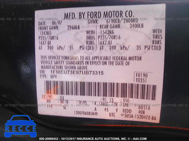 2007 Ford Explorer 1FMEU73E97UB73315 image 8