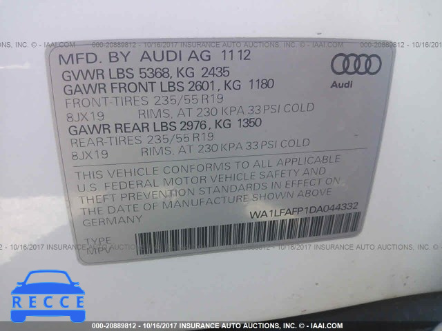 2013 Audi Q5 WA1LFAFP1DA044332 зображення 8