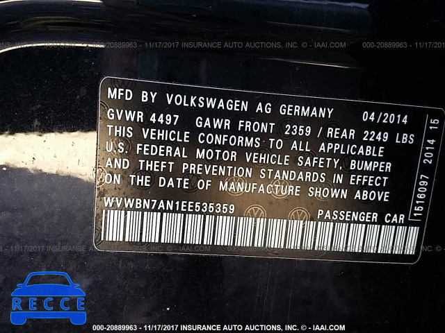 2014 Volkswagen CC SPORT WVWBN7AN1EE535359 Bild 8