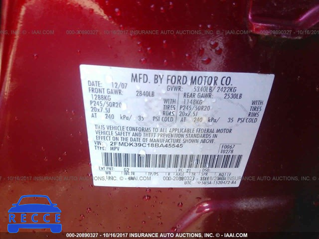 2008 Ford Edge LIMITED 2FMDK39C18BA45545 image 8