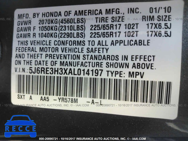 2010 Honda CR-V 5J6RE3H3XAL014197 image 8