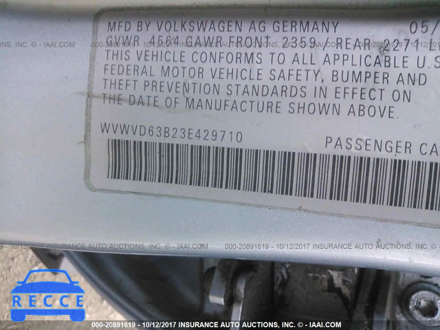 2003 VOLKSWAGEN PASSAT WVWVD63B23E429710 image 8