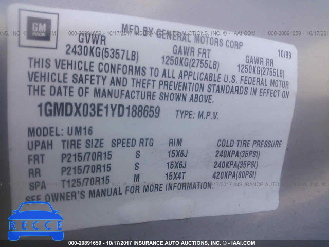 2000 Pontiac Montana 1GMDX03E1YD188659 image 8