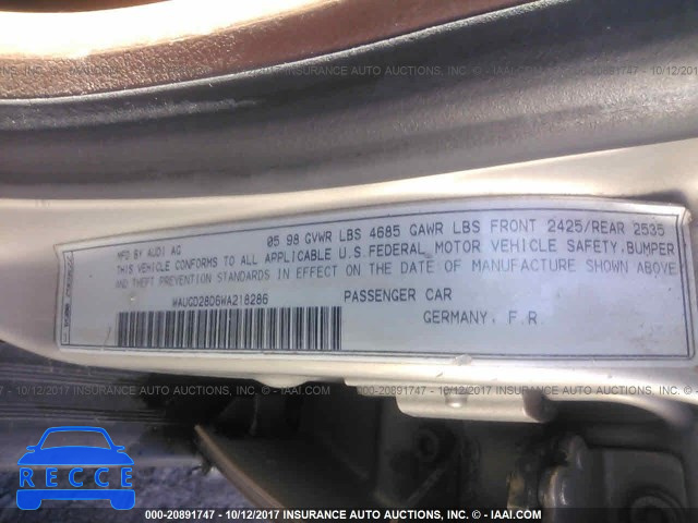 1998 Audi A4 WAUGD28D6WA218286 image 8