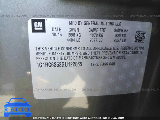 2016 Chevrolet VOLT LT 1G1RC6S53GU122065 image 8