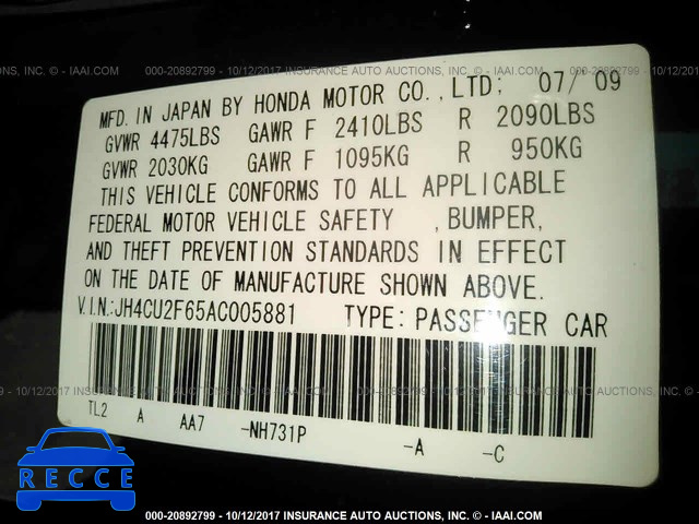 2010 Acura TSX JH4CU2F65AC005881 image 8