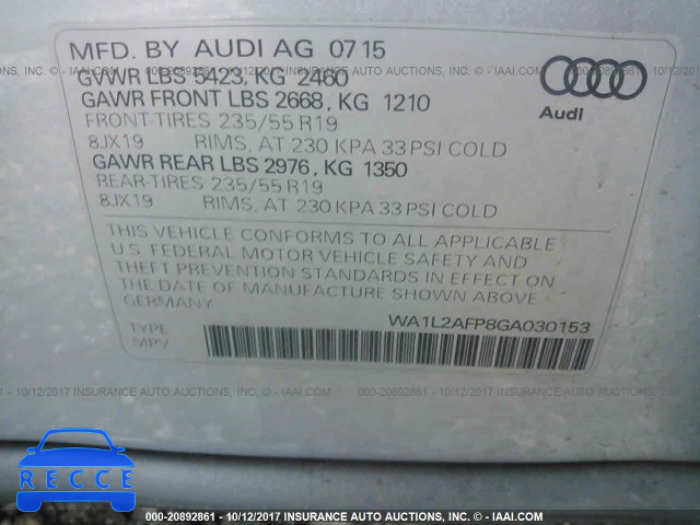 2016 Audi Q5 PREMIUM PLUS WA1L2AFP8GA030153 image 8