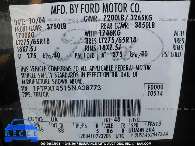 2005 Ford F150 1FTPX14515NA38773 Bild 8