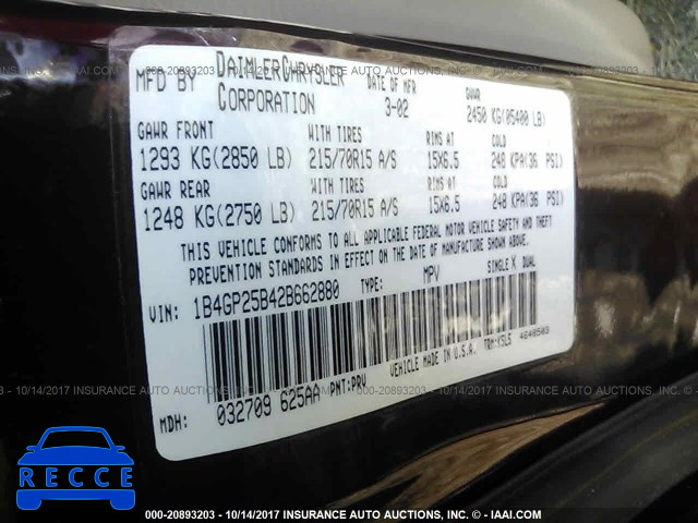 2002 Dodge Caravan 1B4GP25B42B662880 image 8