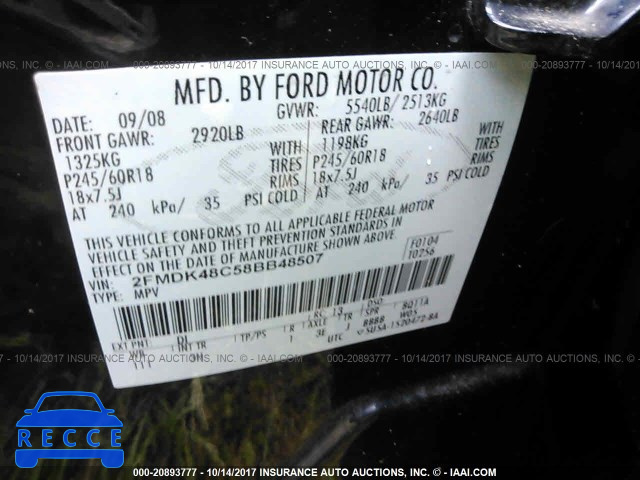 2008 Ford Edge SEL 2FMDK48C58BB48507 image 8