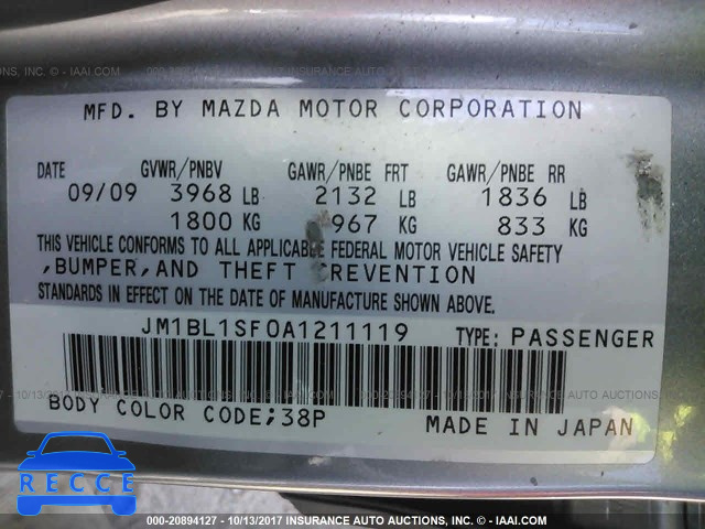 2010 Mazda 3 JM1BL1SF0A1211119 image 8