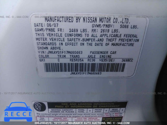 2007 Infiniti M35 JNKAY01F17M460463 зображення 8