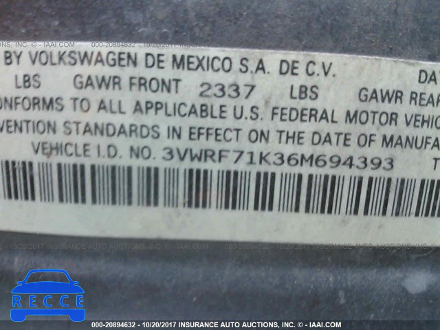 2006 Volkswagen Jetta 3VWRF71K36M694393 image 8