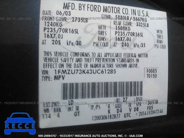 2003 Ford Explorer 1FMZU73K43UC61285 image 8