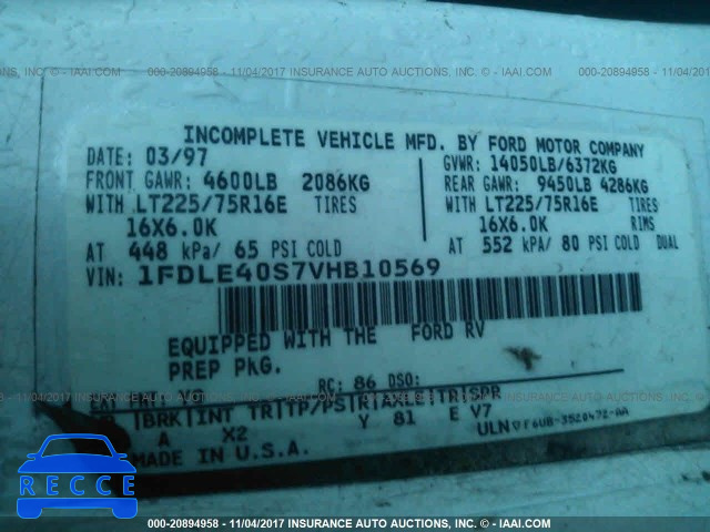 1997 FORD ECONOLINE 1FDLE40S7VHB10569 image 8