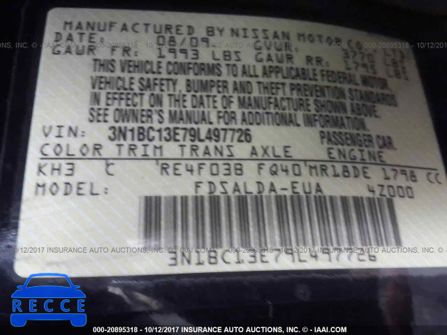 2009 NISSAN VERSA 3N1BC13E79L497726 image 8