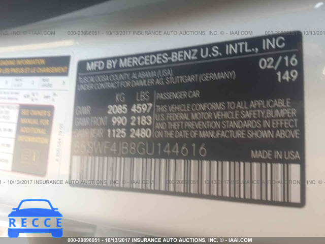2016 Mercedes-benz C 55SWF4JB8GU144616 image 8