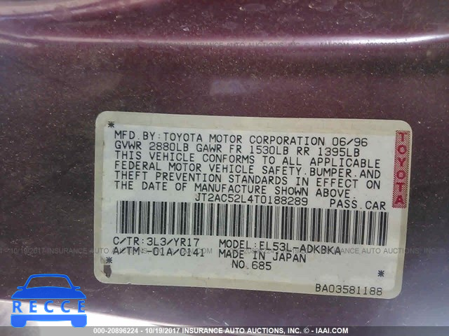 1996 Toyota Tercel STD/DX JT2AC52L4T0188289 image 8