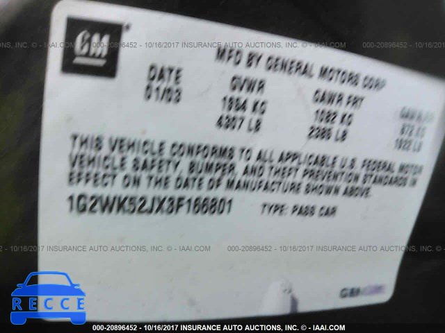 2003 PONTIAC GRAND PRIX 1G2WK52JX3F166801 image 8