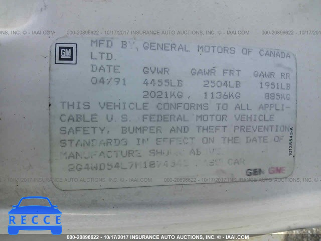 1991 Buick Regal 2G4WD54L7M1874545 зображення 8