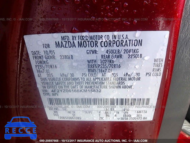 2006 Mazda Tribute S 4F2YZ06166KM15832 image 8