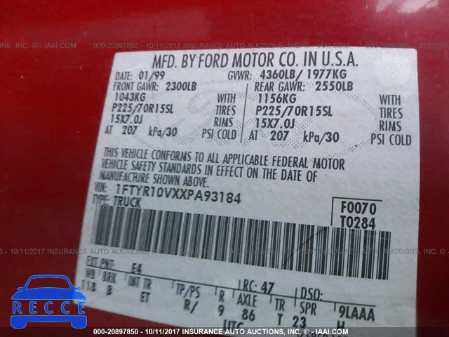 1999 Ford Ranger 1FTYR10VXXPA93184 image 8